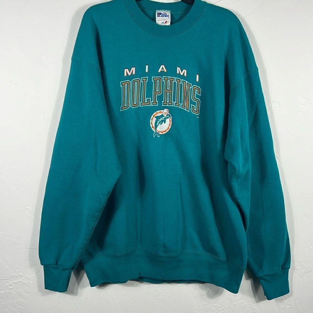 🔥🏈 Vintage MIAMI‎ DOLPHINS NFL PRO Player Embroidered Crewneck Sweatshirt NWOT